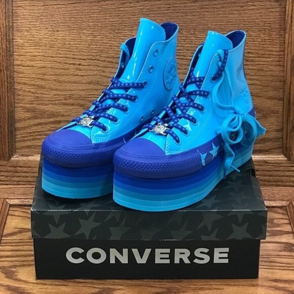 Converse x Miley Cyrus Chuck Taylor All Star Platform High Top Blue Stars Shoes